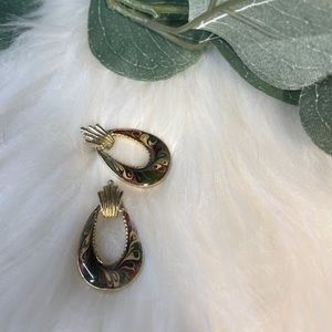 Vintage Enamel Door Knocker Pierced Earrings